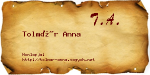 Tolmár Anna névjegykártya